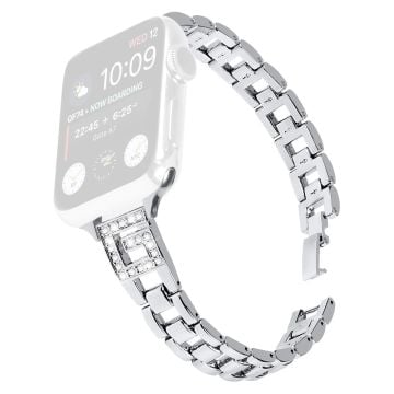 Apple Watch Series 41mm - 40mm - 38mm Klockarmband G-Shape Rhinestone Dekor - Silver