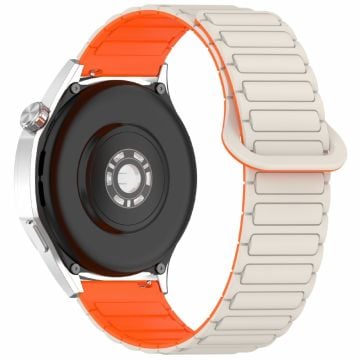 Huawei Watch GT 5 Pro 46mm / GT 5 46mm / Watch 4 / Samsung Galaxy Watch3 45mm silikonband 22mm magnetiskt klockarmband - Stjärnljus / Orange