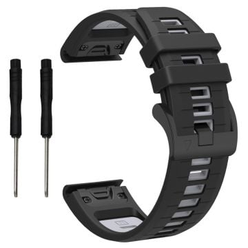 Garmin Fenix 8 51mm / Enduro 3 / Fenix 7X / 7X Pro Quick Release klockarmband Dual Color 26mm silikonarmband - Svart / Grå