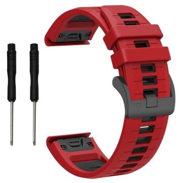 Garmin Fenix 8 51mm / Enduro 3 / Fenix 7X / 7X Pro Quick Release klockarmband Dual Color 26mm silikonarmband - Röd / Svart