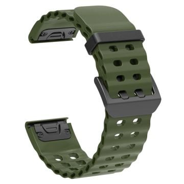 26 mm silikonrem Garmin Fenix 8 51 mm / Enduro 3 / Instinct 2X klockarmband med flera hål - Militärgrön