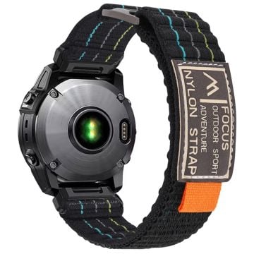 26 mm klockarmband Garmin Fenix 8 51 mm / Enduro 3 / Enduro 2 Magic Tape Nylon Strap - Svart