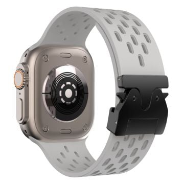 Ihåligt silikonarmband Apple Watch Series 10 46mm / Ultra 2 / Ultra 49mm / 9 8 7 45mm / SE (2023) SE (2022) SE 6 5 4 44mm / 3 2 1 42mm - Grå + Svart Spänne