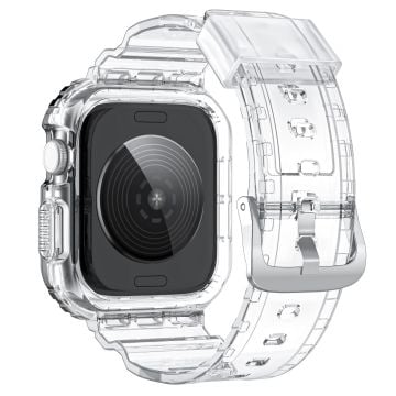 Integrated TPU Strap + Watch Case Apple Watch Series 10 42mm / 9 8 7 41mm / SE (2023) SE (2022) SE 6 5 4 40mm / 3 2 1 38mm - Transparent+Black Frame