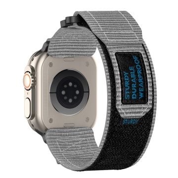 Nylon klockarmband med kontakt Apple Watch 10 46mm / Ultra 2 / Ultra 49mm / 9 8 7 45mm / SE (2023 (2022) / SE 6 5 4 44mm / 3 2 1 40mm - Grå