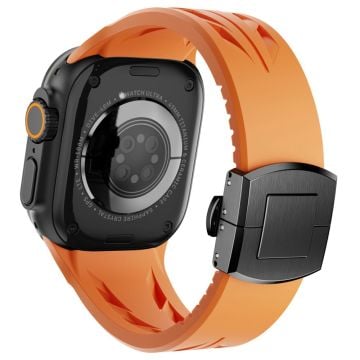 Silikonarmband Apple Watch Series 10 46mm / Ultra 2 Ultra 49mm / 9 8 7 45mm / SE (2023) SE (2022) SE 6 5 4 44mm / 3 2 1 42mm Butterfly Clasp Band - Orange