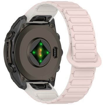 26 mm silikonarmband Garmin Enduro 3 / Fenix 8 51 mm / Instinct 2X / Fenix 7X magnetiskt klockarmband med snabbkoppling - Rosa + Stjärnljus