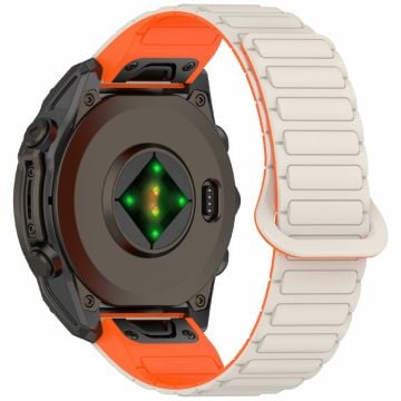 26 mm silikonarmband Garmin Enduro 3 / Fenix 8 51 mm / Instinct 2X / Fenix 7X magnetiskt klockarmband med snabbkoppling - Stjärnljus + Orange