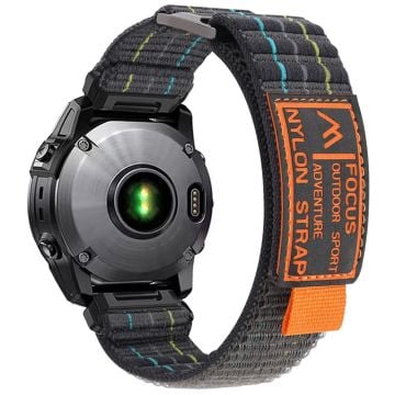 26 mm klockarmband Garmin Fenix 8 51 mm / Enduro 3 / Instinct 2X Magic Tape Nylon Strap - Mörkgrå