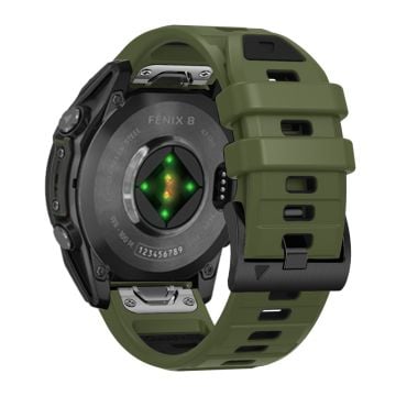 26 mm klockarmband Garmin Fenix 8 51 mm / Enduro 3 / Instinct 2X Universal Silicone Band - Militärgrön + Svart