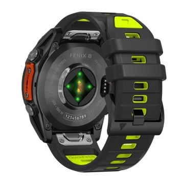 26 mm klockarmband Garmin Fenix 8 51 mm / Enduro 3 / Instinct 2X Universal Silicone Band - Svart + Lime