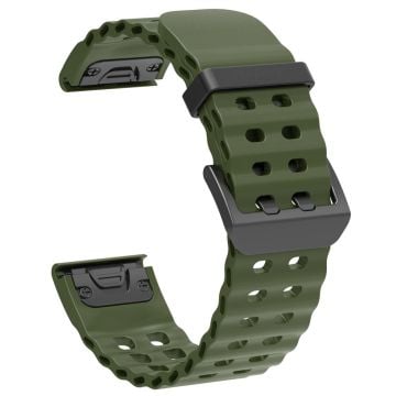 26 mm silikonrem Garmin Fenix 8 51 mm / Enduro 3 / Instinct 2X klockarmband med flera hål - Militärgrön