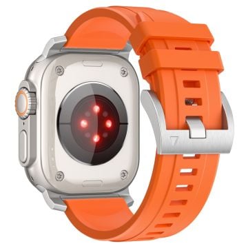 Silikonarmband Apple Watch Series 10 46mm / Ultra 2 Ultra 49mm / Series 9 8 7 45mm / SE (2023) SE (2022) SE 6 5 4 44mm / 3 2 1 42mm - Orange + Silver Kontaktdon