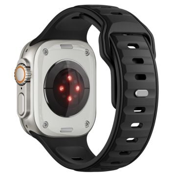 Tvåfärgat silikonarmband Apple Watch Series 10 42mm / 9 8 7 41mm / SE (2023) SE (2022) SE 6 5 4 40mm / 3 2 1 38mm - Svart