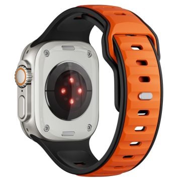 Tvåfärgat silikonarmband Apple Watch Series 10 42mm / 9 8 7 41mm / SE (2023) SE (2022) SE 6 5 4 40mm / 3 2 1 38mm - Svart + Orange