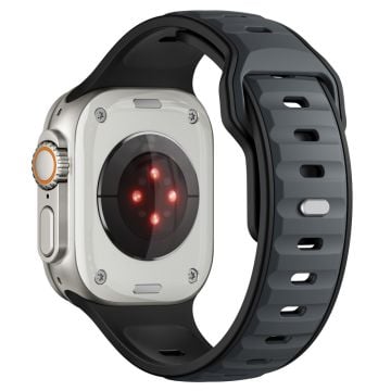 Tvåfärgat silikonarmband Apple Watch Series 10 42mm / 9 8 7 41mm / SE (2023) SE (2022) SE 6 5 4 40mm / 3 2 1 38mm - Midnattsblå + Svart