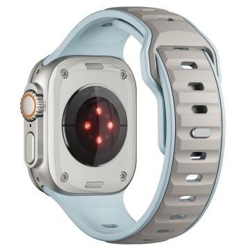 Tvåfärgat silikonarmband Apple Watch Series 10 42mm / 9 8 7 41mm / SE (2023) SE (2022) SE 6 5 4 40mm / 3 2 1 38mm - Ljusblå + Kaffe