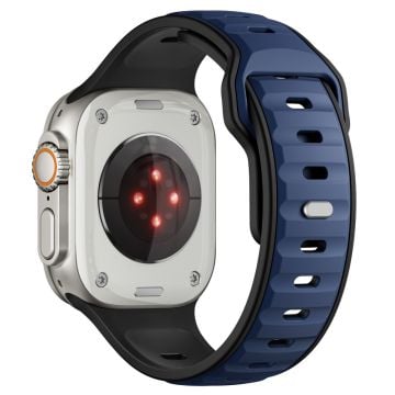 Tvåfärgat silikonarmband Apple Watch Series 10 42mm / 9 8 7 41mm / SE (2023) SE (2022) SE 6 5 4 40mm / 3 2 1 38mm - Mörkblå + Svart