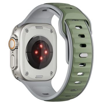 Tvåfärgat silikonarmband Apple Watch Series 10 42mm / 9 8 7 41mm / SE (2023) SE (2022) SE 6 5 4 40mm / 3 2 1 38mm - Ljusgrön + Grå