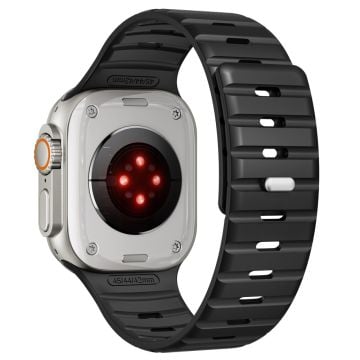 Magnetband Apple Watch Series 10 42mm / 9 8 7 41mm / SE (2023) SE (2022) SE 6 5 4 40mm / 3 2 1 38mm Silikon Andningsbart Klockarmband - Svart