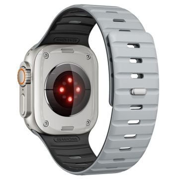 Magnetband Apple Watch Series 10 46mm / Ultra 2 Ultra 49mm / 9 8 7 45mm / SE (2023) SE (2022) SE 6 5 4 44mm / 3 2 1 42mm Silikon Andningsbart Klockarmband - Ljusgrå + Svart