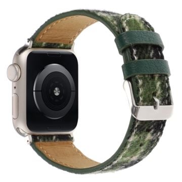 Watch Band Apple Watch Series 10 42mm Wool Fabric Grid Watch Strap - Grid Dark Green