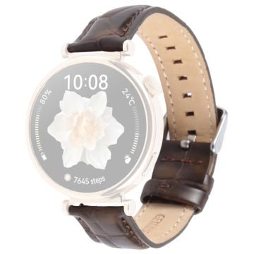 22mm Strap Garmin Venu 3 / Forerunner 265 / Forerunner 265 Music Top Layer Cowhide Leather Watch Band - Brown Bamboo Grain