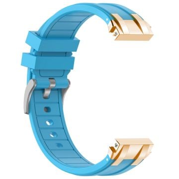 Samsung Galaxy Watch4 40mm / 44mm / Huawei Watch GT 3 Pro 43mm Watch Band 20mm Royal Oak Style Silicone Strap Gold Metal Buckle - Sky Blue