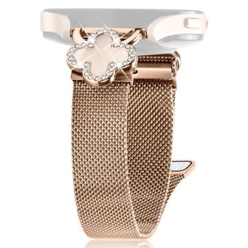 Garmin vivoactive 5 / Garminactive 5 Milanese Band Electroplated Watch Strap Clover Decor, Size: S - Rose Gold / Colored