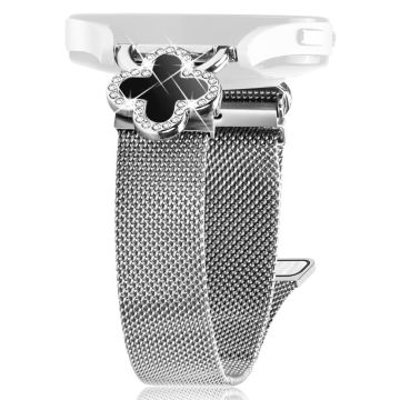 Huami Amazfit GTS 3 Milanese Band Electroplated Metal Watch Strap Clover Decor, Size: S - Silver  /  Black