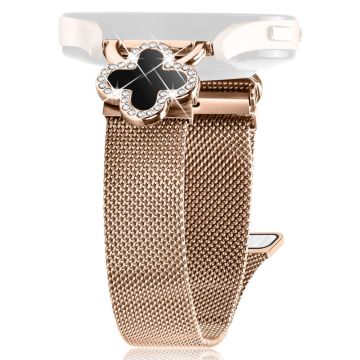 Huami Amazfit GTS 3 Milanese Band Stainless Steel Watch Strap Clover Decor, Size: S - Rose Gold  /  Black Shell