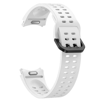 Samsung Galaxy Watch7 / Watch6 / Watch 5 44mm 40mm Silicone Watch Band Double Hole Button Strap - White