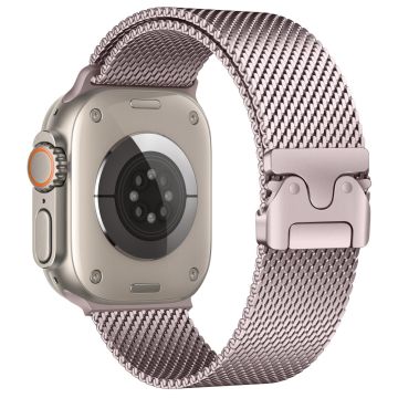 Watch Band Apple Watch Series 10 42mm Umbrella Buckle Electroplated Stainless Steel Strap - Pink