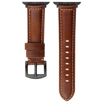 Watch Band Apple Watch Series 10 42mm Genuine Cow Leather Strap - Brown