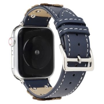 Watch Band Apple Watch Series 10 42mm Floral Leather Strap - Blue