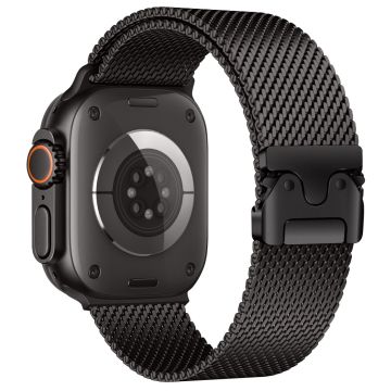 Watch Band Apple Watch Series 10 42mm Parachute Buckle Milanese Stainless Steel Strap - Black