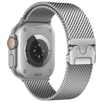 Watch Band Apple Watch Series 10 42mm Parachute Buckle Milanese Stainless Steel Strap - Silver