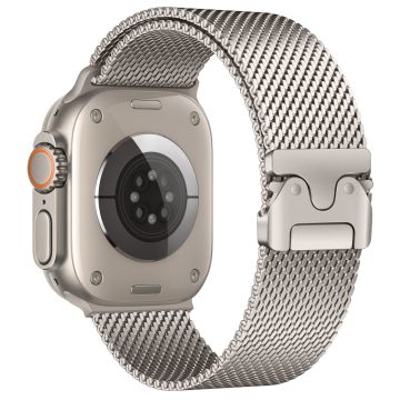 Watch Band Apple Watch Series 10 42mm Parachute Buckle Milanese Stainless Steel Strap - Starlight