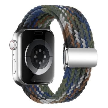 KALEBOL Magnetic Watch Strap Apple Watch Series 10 42mm Nylon Braided Wrist Band - Denim Multi-color