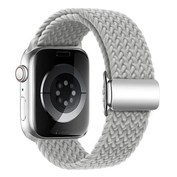 KALEBOL Magnetic Watch Strap Apple Watch Series 10 42mm Nylon Braided Wrist Band - Light Grey