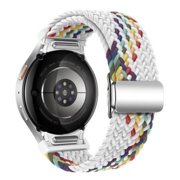 KALEBOL Magnetic Watch Strap Samsung Galaxy Watch FE 40mm / Watch7 / 6 / 6 Classic / 5 / 5 Active / 5 Pro / 4 / 4 Classic / 4 Active Braided Band - White Rainbow