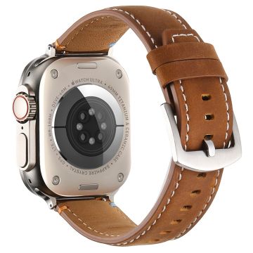 KALEBOL Genuine Cow Leather Watch Strap Apple Watch Series 10 42mm Wrist Band - Matte Brown