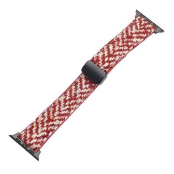 Genuine Cow Leather+Wool Watch Band Apple Watch Series 10 42mm Wrist Strap - Red