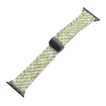 Genuine Cow Leather+Wool Watch Band Apple Watch Series 10 42mm Wrist Strap - Green