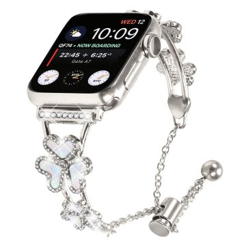 Metal Band Heart Clover Decor Apple Watch Series 10 42mm Watch Bracelet - Starlight