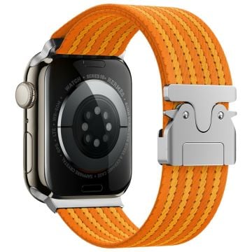 KALEBOL Nylon Watch Band Apple Watch Series 10 42mm Parachute Buckle Strap - Orange+Yellow