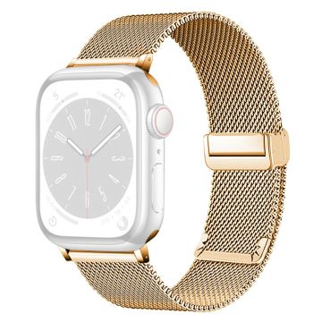 KALEBOL Magnetic Buckle Watch Band Apple Watch Series 10 42mm Stainless Steel Strap - Gold