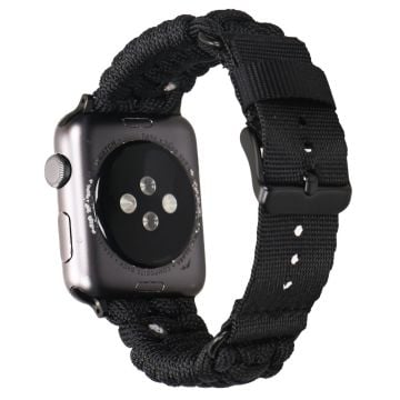 Nylon Watch Strap Apple Watch Series 10 42mm Single Loop Wristband - Black