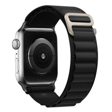 Nylon Band Apple Watch Series 10 42mm Watch Strap (Metal Adapter) - Black