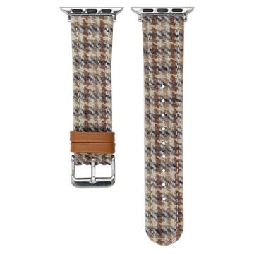 Watch Band Apple Watch Series 10 42mm Vintage Wool + Leather Strap Bracelet - Oatmeal